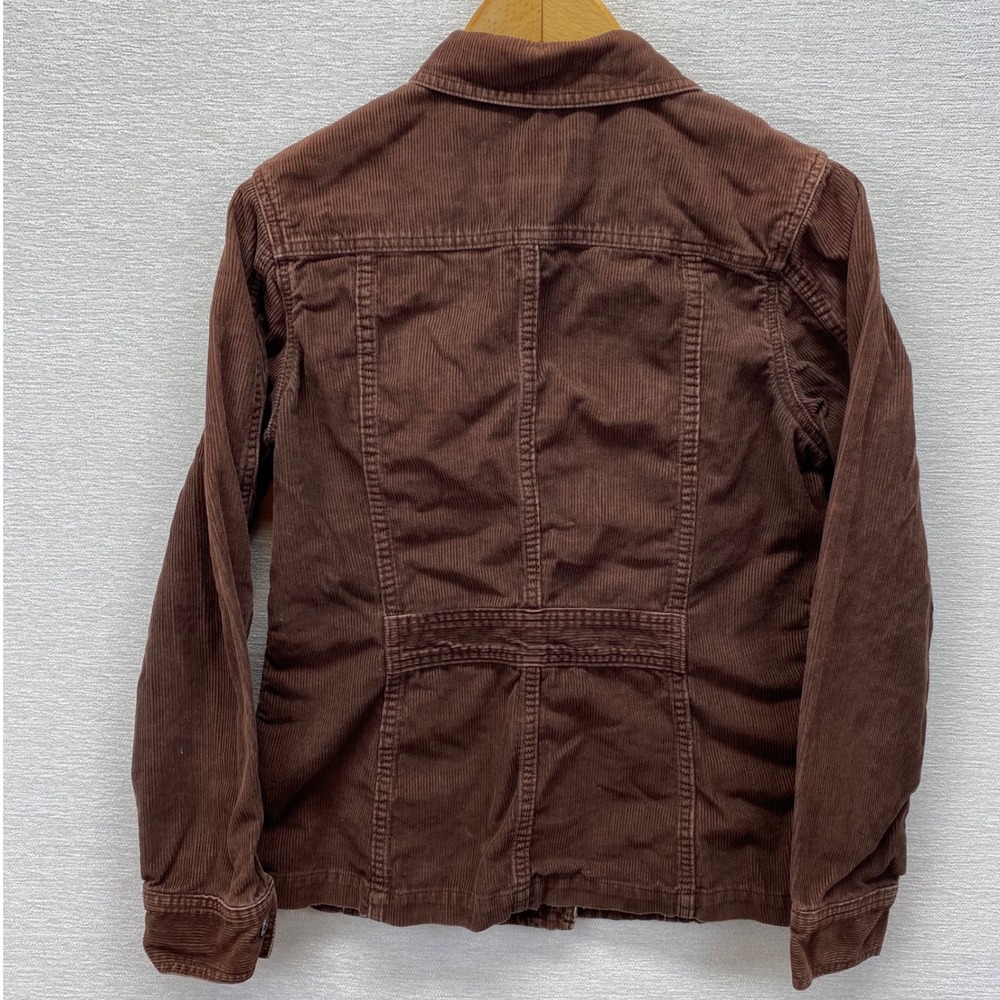 Eddie Bauer Corduroy Jacket Womens M Brown Button Front Trucker Utility Coat - Picture 3 of 11